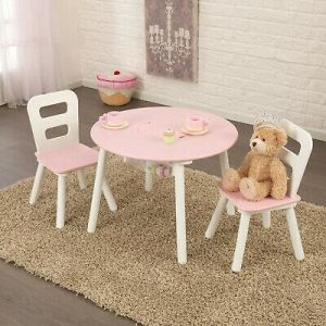 MAR kids store زاوية الأكل  Kidkraft Pink Round Storage table and Chair Set | Kids Wooden Play Table Chairs