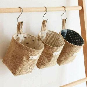 Cotton Linen Hanging Storage Basket Home Kids Toy Sundries Bag Organizer Box New