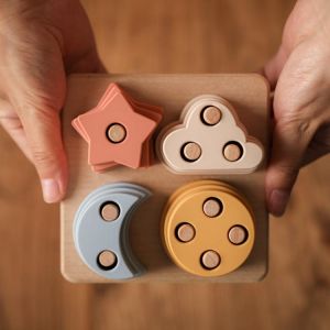 MAR kids store  العاب اطفال خشبيه kids toys 1Set Nordic Style Silicone Stars Moon Nesting Stacking Building Blocks Toy BPA Free Baby Montessori Games Educational Toys Gifts