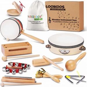 MAR kids store  العاب اطفال خشبيه kids toys LOOIKOOS Toddler Musical Instruments Natural Wooden Percussion Instruments Toy for Kids Preschool Educational, Musical Toys Set to