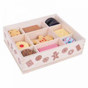 Bigjigs Toys Wooden Biscuit Box Pretend Play Food Roleplay Kitchen Shop Picnic