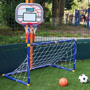 MAR kids store زاوية نشاط حركي Soccer Goal Pool With Basketball Hoop Set For Kids 2 In 1 Outdoor Sports Basketball Stand Soccer Goal