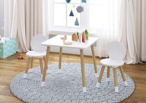 UTEX Kids Table with 2 Chairs Set for toddlers, boys, girls, 3 Piece Kiddy Table and Chairs Set, White