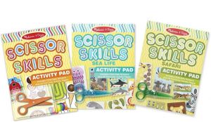 Melissa & Doug Scissor Skills Activity Pad with Child-Safe Scissors 3-Pack (Safari, Sea Life, Activities – 20 Pages Each)
